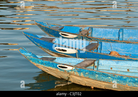 Bateaux sur la rivière Thu Bon, Hoi An, Viet Nam Banque D'Images