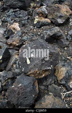 Volcan Volcan LANZAROTE dh avec pierres de lave de cristaux d'olivine gem stone Banque D'Images