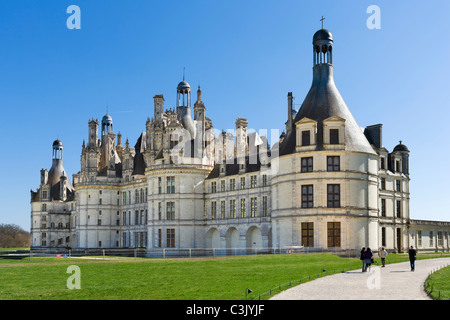 La façade ouest du nord Chateau de Chambord, Loire, Touraine, France Banque D'Images