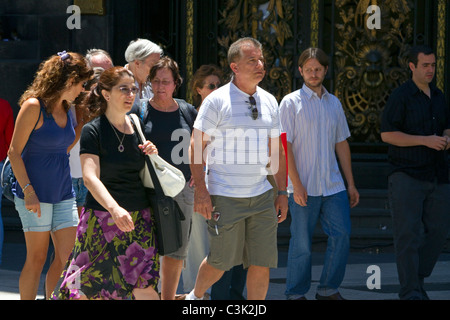 Pedestians sur Florida street dans le quartier Retiro de Buenos Aires, Argentine. Banque D'Images