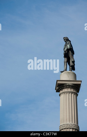 Charleston, Caroline du Sud. Centre-ville, Marion Square. Statue de John C. Calhoun. Banque D'Images