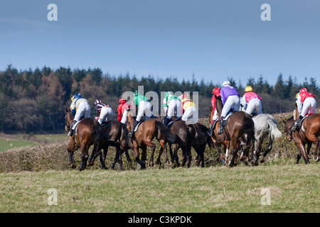 Chevaux et JOCKEYS À CHEPSTOW WALES UK À HOWICK Banque D'Images