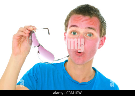 Jeune homme au visage de soleil Banque D'Images