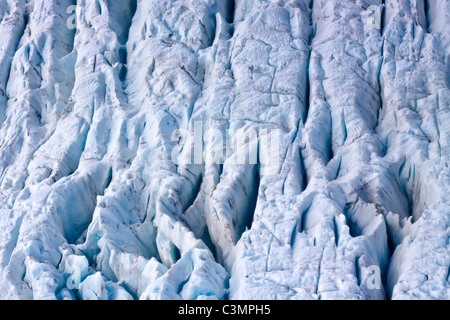 Vue aérienne de glacier. Alpes du Sud, côte ouest, île du Sud, Nouvelle-Zélande. Banque D'Images