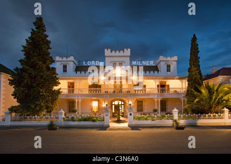 L'Afrique du Sud, Western Cape, Matjiesfontein, village victorien historique et de la gare. Avant de Lord Milner Hotel. Banque D'Images