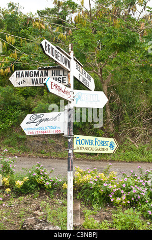 Indications d'accès Signpost Barbade, Caraïbes. Banque D'Images