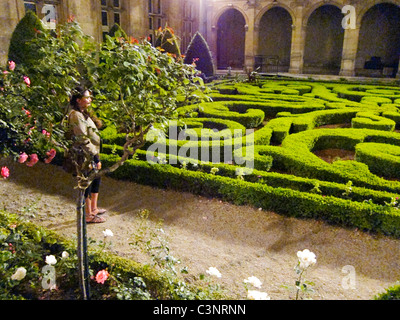 Paris, France, femme visitant la « Musee Carnavalet », la « Musee de l'Histoire », le Musée de la ville de Paris, (Musees des nuits,) événements dans les jardins Banque D'Images