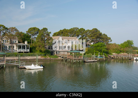 La Caroline du Sud, Sullivan's Island. Bateau à l'Intracoastal waterways entre charleston et Georgetown. Banque D'Images