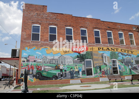 Plant City Florida,Collins Street,fresque,bâtiment,art,illustration d'histoire locale,les visiteurs voyage visite touristique sites touristiques Banque D'Images