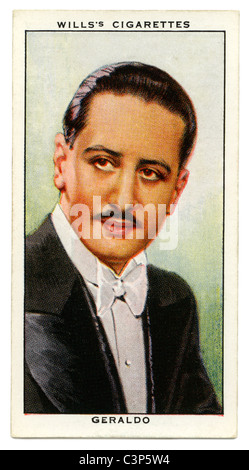 1934 carte de cigarette avec portrait de la radio star et leader de Geraldo Banque D'Images