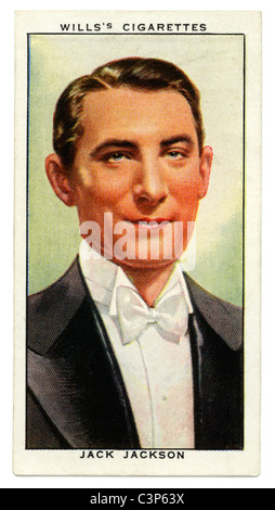 1934 carte de cigarette avec portrait de la radio DJ, trompettiste et chef d'orchestre Jack Jackson Banque D'Images