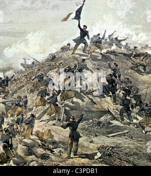 Guerre de Crimée : Bataille de Malakoff 7 septembre 1855 pendant le siège de Sébastopol à partir de la peinture de William Simpson Banque D'Images