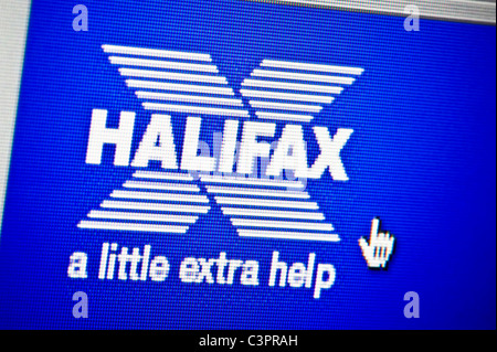 Gros plan du logo de Halifax comme vu sur son site web. (Usage éditorial uniquement : -Print, télévision, e-book et le comité éditorial du site). Banque D'Images