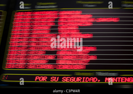 Voyage d'information signal à Estacion Sur de Autobuses, Madrid, Espagne. Banque D'Images