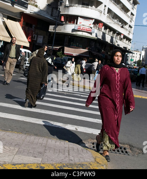 Des scènes dans le quartier commercial de Casablanca. Banque D'Images