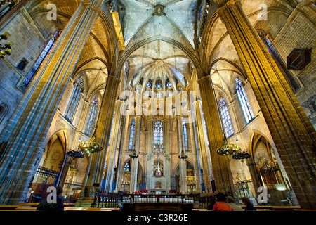 Espagne, Catalogne, Barcelone, Barri Gotic District, Plaza de la Seu, la cathédrale de Santa Eulalia (également appelé Seu) Banque D'Images