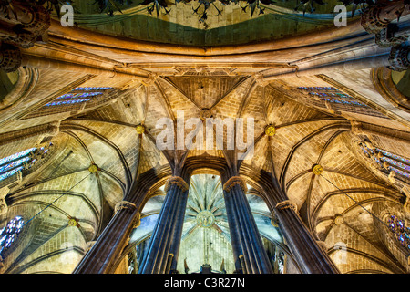 Espagne, Catalogne, Barcelone, Barri Gotic District, Plaza de la Seu, la cathédrale de Santa Eulalia (également appelé Seu) Banque D'Images