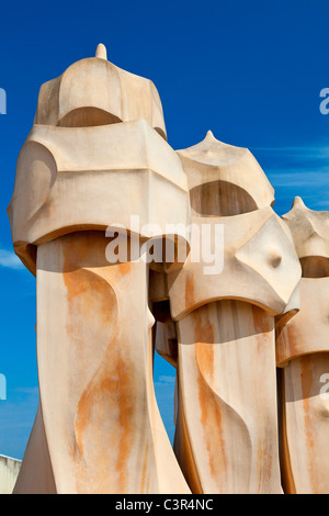 Barcelone, la Pedrera (Casa Mila) par l'architecte Antoni Gaudi Banque D'Images