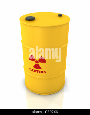 Le corps jaune rouge avec le symbole de la radioactivité, 3D render Banque D'Images