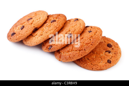 Chocolate Chip cookies isolé sur fond blanc Banque D'Images