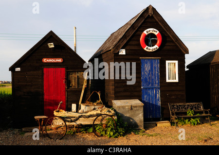 Cabanes de pêcheurs au Port de Southwold, Suffolk, Angleterre, RU Banque D'Images