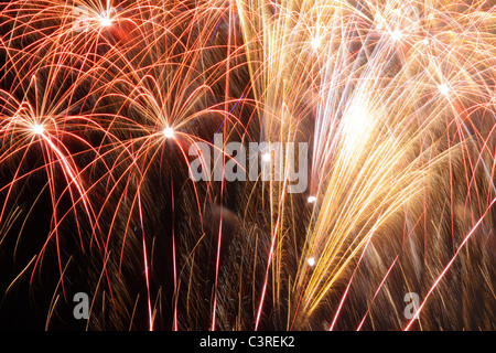 L'explosion d'artifice contre ciel nocturne Banque D'Images