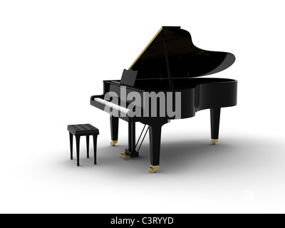 Piano sur fond blanc Banque D'Images