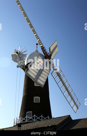 Noir & Blanc moulin à vapeur Skidby qui EAST YORKSHIRE ANGLETERRE 01 Mai 2011 Banque D'Images