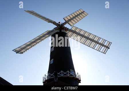 Noir & Blanc moulin à vapeur Skidby qui EAST YORKSHIRE ANGLETERRE 01 Mai 2011 Banque D'Images