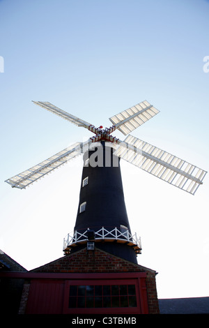 Noir & Blanc moulin à vapeur Skidby qui EAST YORKSHIRE ANGLETERRE 01 Mai 2011 Banque D'Images