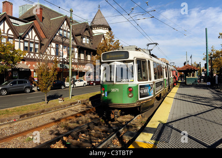 Le tramway, métro ou T, à Boston, Massachusetts Banque D'Images