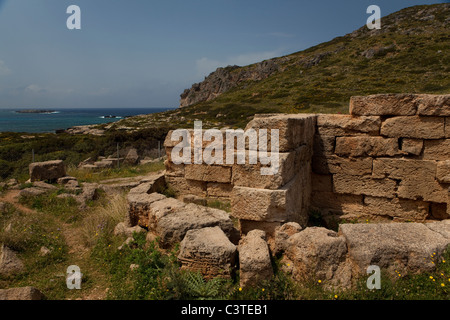 Restes d'une tour à ancient Falassarna, Crete Banque D'Images