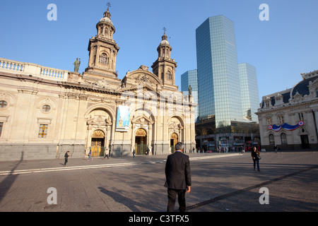 La Cathédrale de Santiago du Chili Banque D'Images