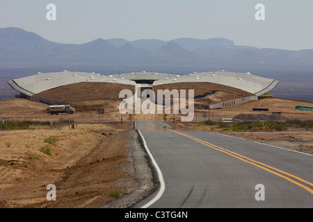 La vision futuriste de Virgin Galactic Hangar de Terminal, près de vérité ou conséquences, NM Banque D'Images