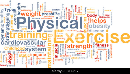 Concept d'arrière-plan wordcloud illustration de l'exercice physique Banque D'Images