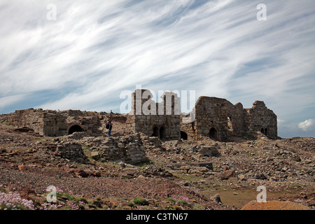 Les vestiges de l'Arsenic Calcinateur tunnels en levant tin mine, Cornwall Banque D'Images