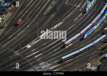 Chemins de Hambourg, à proximité de la gare principale, Hauptbahnhof, vue aérienne Banque D'Images