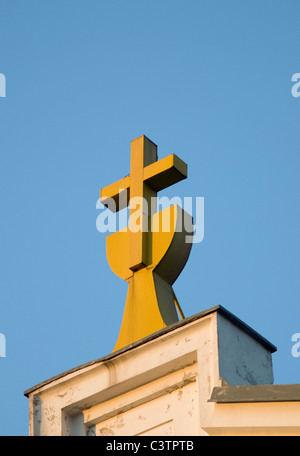 Les hussites au sommet 16e siècle Synagogue juive convertie en Église, Lipnik nad Becvou, région d'Olomouc, République Tchèque Banque D'Images