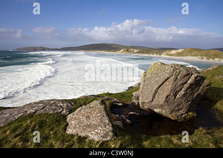 Plage de traigh eais West Isle of barra Western Isles Hébrides extérieures en Écosse Banque D'Images