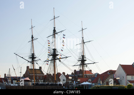 HMS Trincomalee, le deuxième plus ancien voilier naval encore à flot, à Hartlepool marina, Teeside, UK. Banque D'Images