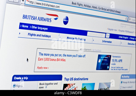 De près de l'logo British Airways comme vu sur son site web. (Usage éditorial uniquement : -Print, télévision, e-book et le comité éditorial du site). Banque D'Images