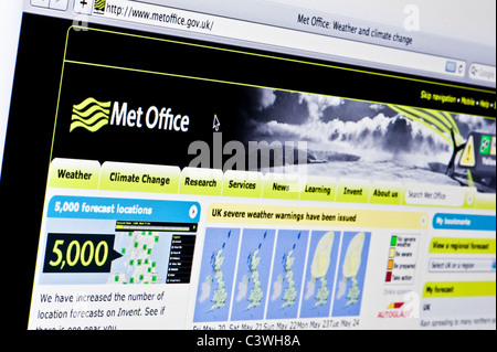 Gros plan du Met Office logo tel que vu sur son site web. (Usage éditorial uniquement : -Print, télévision, e-book et le comité éditorial du site). Banque D'Images