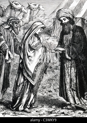 Selon la Bible, Rebecca (milieu) était l'épouse d'ISAAC (à droite) et la mère de Jacob et d'Ésaü. Banque D'Images