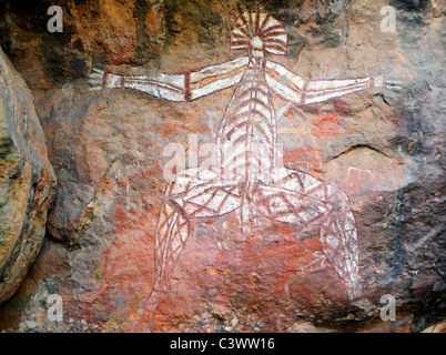 Art rupestre aborigène à Nourlangie, le Kakadu National Park, Territoire du Nord, Australie Banque D'Images