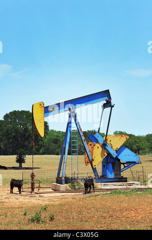 Autopompe de puits de pétrole dans l'ouest du Texas. Banque D'Images