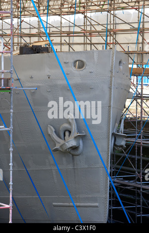 Restauration de ss nomadic offre à l'Olympic et titanic en cale sèche d'Hamilton dans titanic Belfast Queens Quarter island Banque D'Images