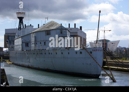 Caroline HMS Royal Navy Reserve base amarré à quai Alexandra trimestre titanic belfast irlande du nord de l'île de queens uk Banque D'Images