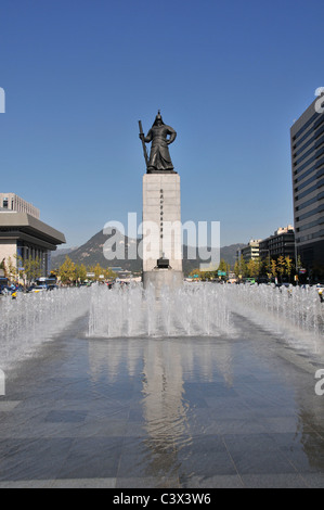 L'amiral Yi Sun Shin monument, Séoul, Corée du Sud Banque D'Images