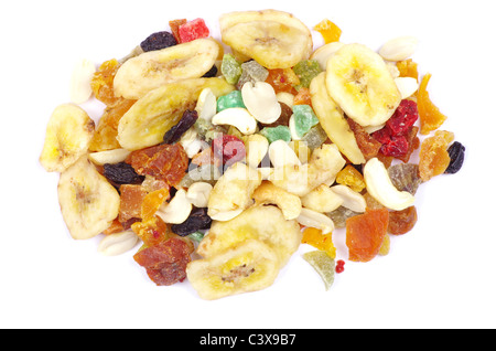 Mélanger les fruits secs collection sur white Banque D'Images