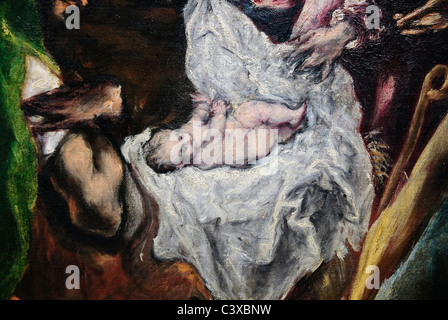 Détail : l'Adoration des bergers, vers 1610, par El Greco, Domenikos Banque D'Images